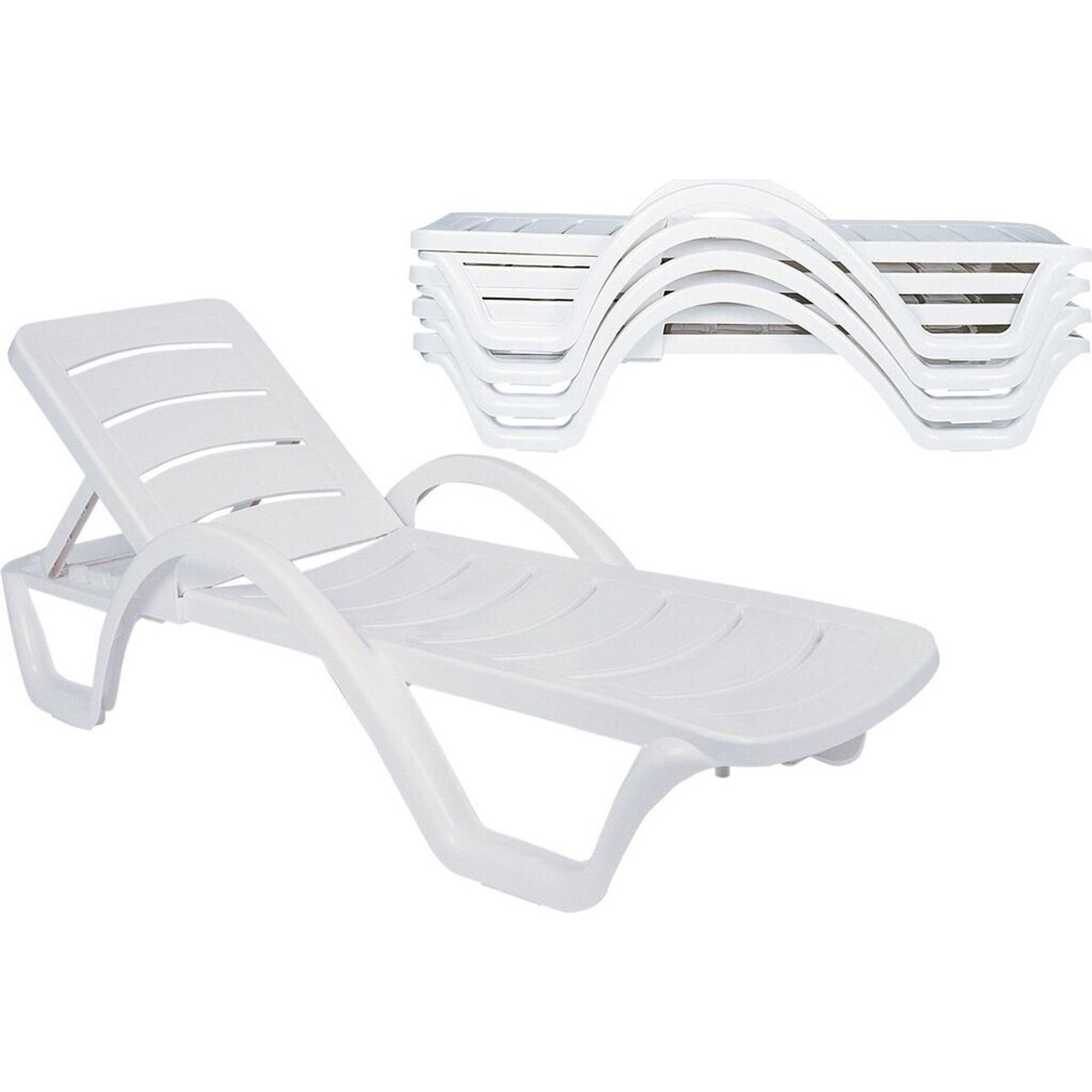 CLP Gartenliege Havana 4er Set - Stapelbar, UV-beständig & Wetterfest mit Rollen