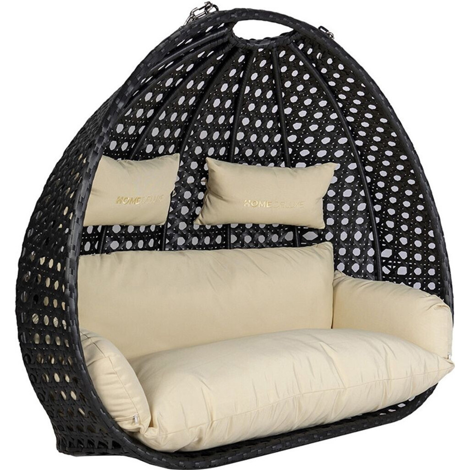 Home Deluxe Polyrattan Hängesessel TWIN DELUXE für 2 Personen - Premium Hängestuhl mit Metallgestell