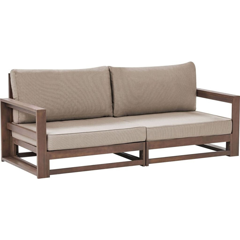 Beliani Gartenlounge TIMOR - Elegantes Akazienholz Gartensofa in Beige