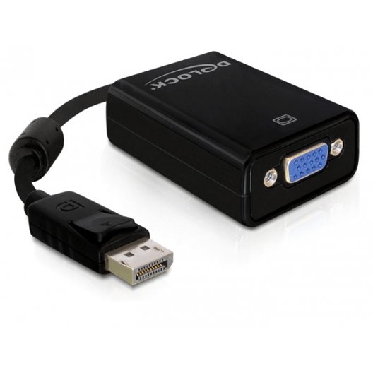 DeLOCK 61848 VGA-Adapter (D-Sub) auf DisplayPort, 0,125 m, Schwarz