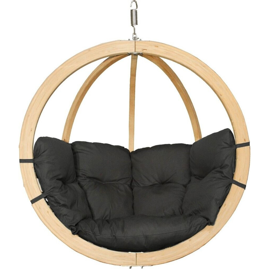 Konsimo Hängesessel aus Holz - Runder Hängestuhl 120x82x120 cm in Dunkelgrau