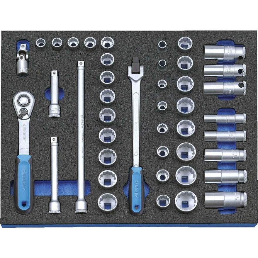 Gedore Steckschlüssel-Sortiment 3/8" in 2/4 Check-Tool-Modul (2005 CT2-D 30)