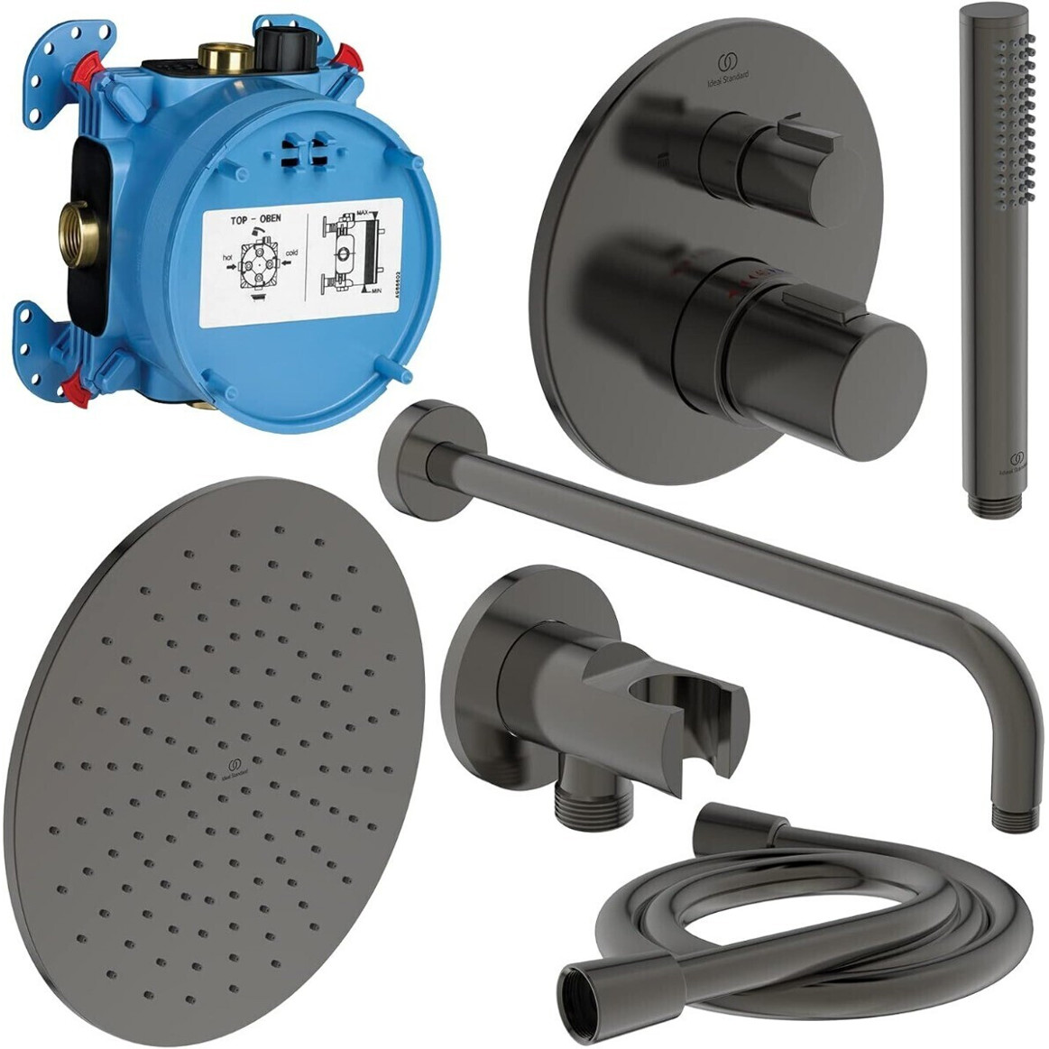 CeraTherm T100 Duscharmaturen-Paket in Magnetic Grey - Ideal Standard (A7573A5)