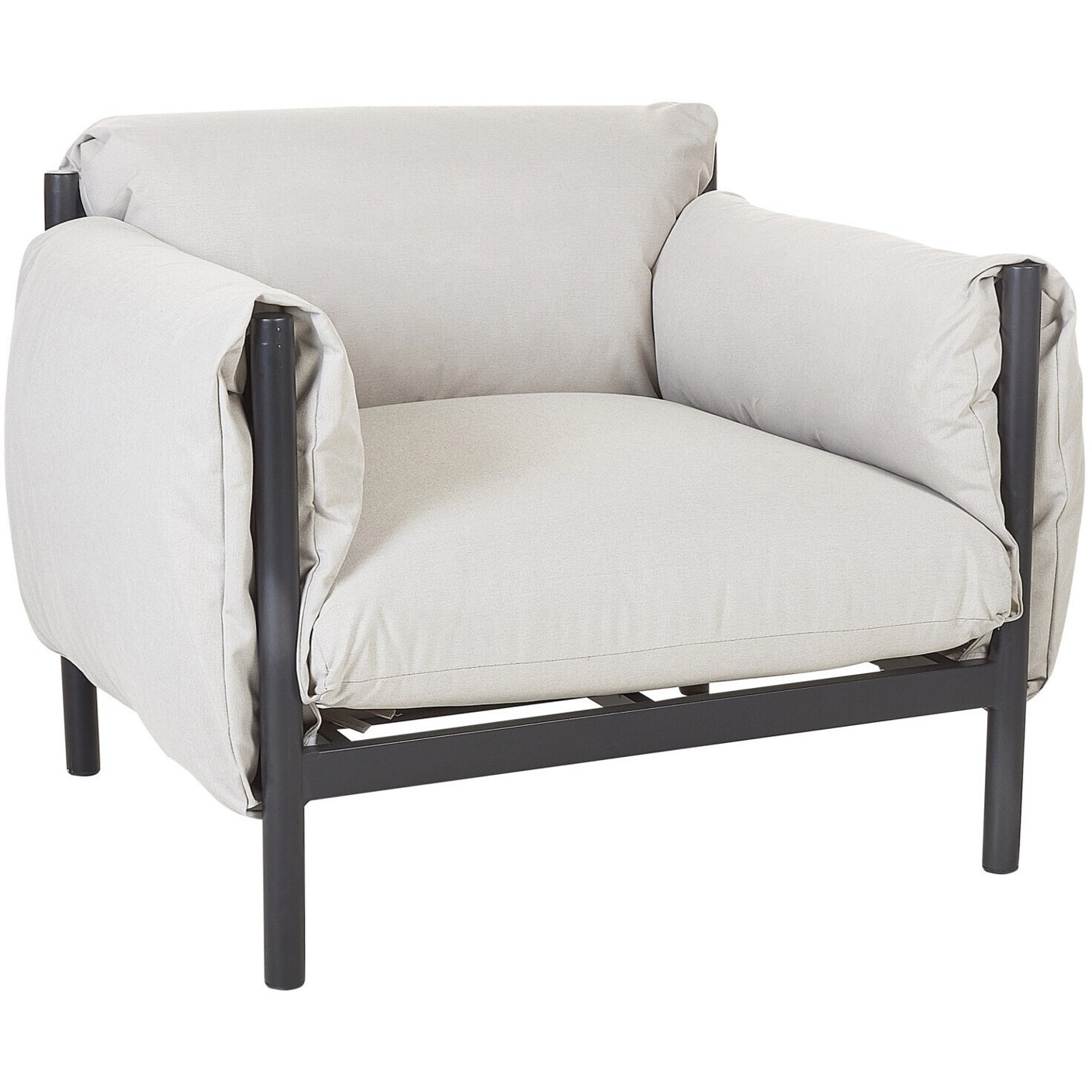 Beliani Gartensessel stapelbar - Moderner Hochlehner 93x115x80 cm - Grau/Schwarz - Aluminium - UV-beständig