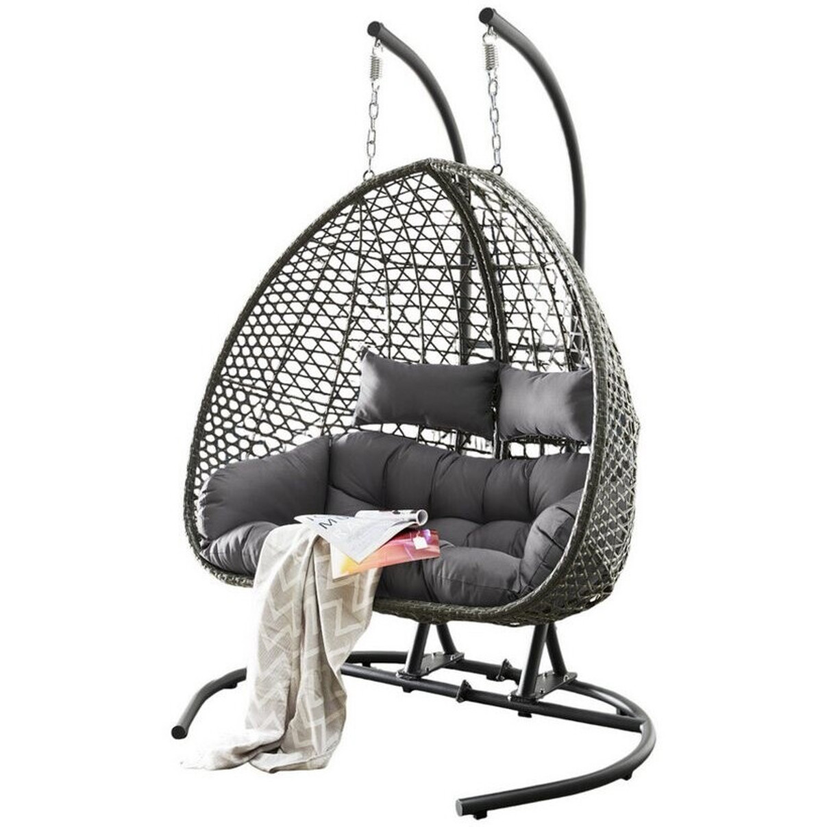 Destiny Coco Drop Double Mixed Grey Hängesessel mit Gestell - 200cm Aluminium Hängesitz