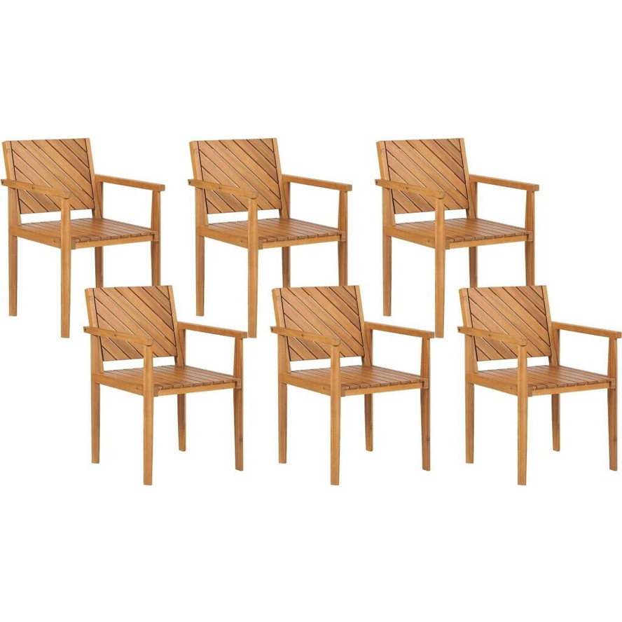 Beliani Gartensessel Stapelbar mit Armlehnen - Teakholz Geölt 40x55x82 cm