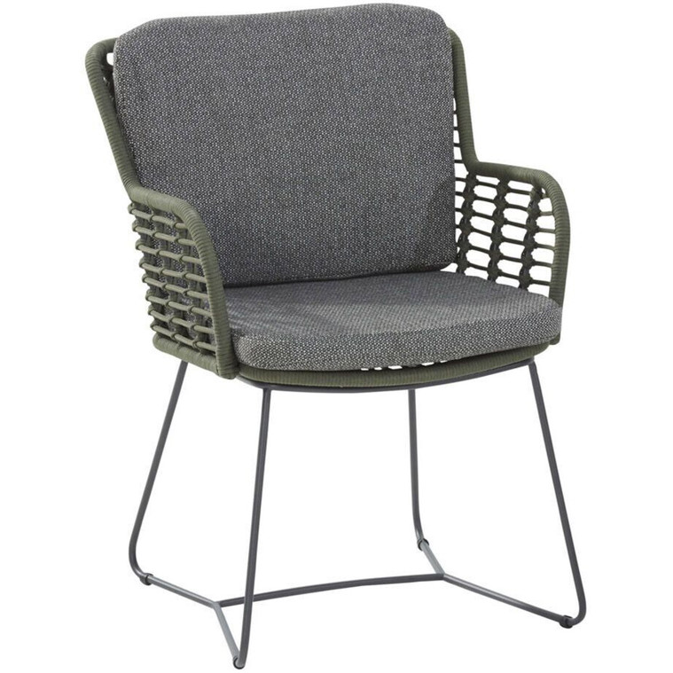 4Seasons Fabrice Gartensessel Edelstahl/Rope Dunkelgrau/Grün (213824)