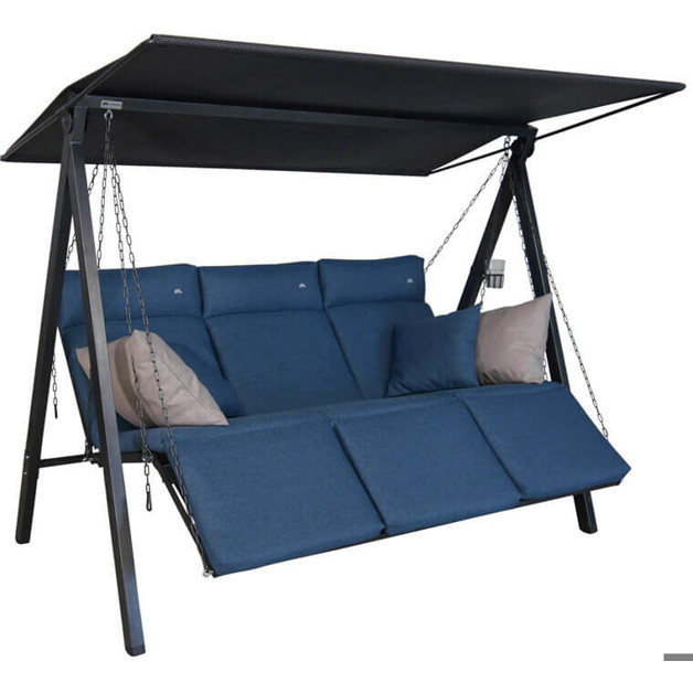 Angerer Hollywoodschaukel 3-Sitzer Lounge blau - Wetterfeste Gartenschaukel mit Stahlgestell