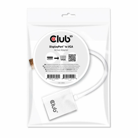 CLUB3D Aktiver DisplayPort auf VGA Adapter - Hochwertige Videoübertragung