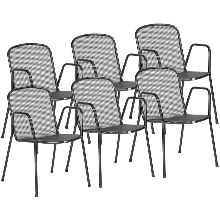 Acamp Alfredo Stapelsessel Set Metall 6-teilig schwarz