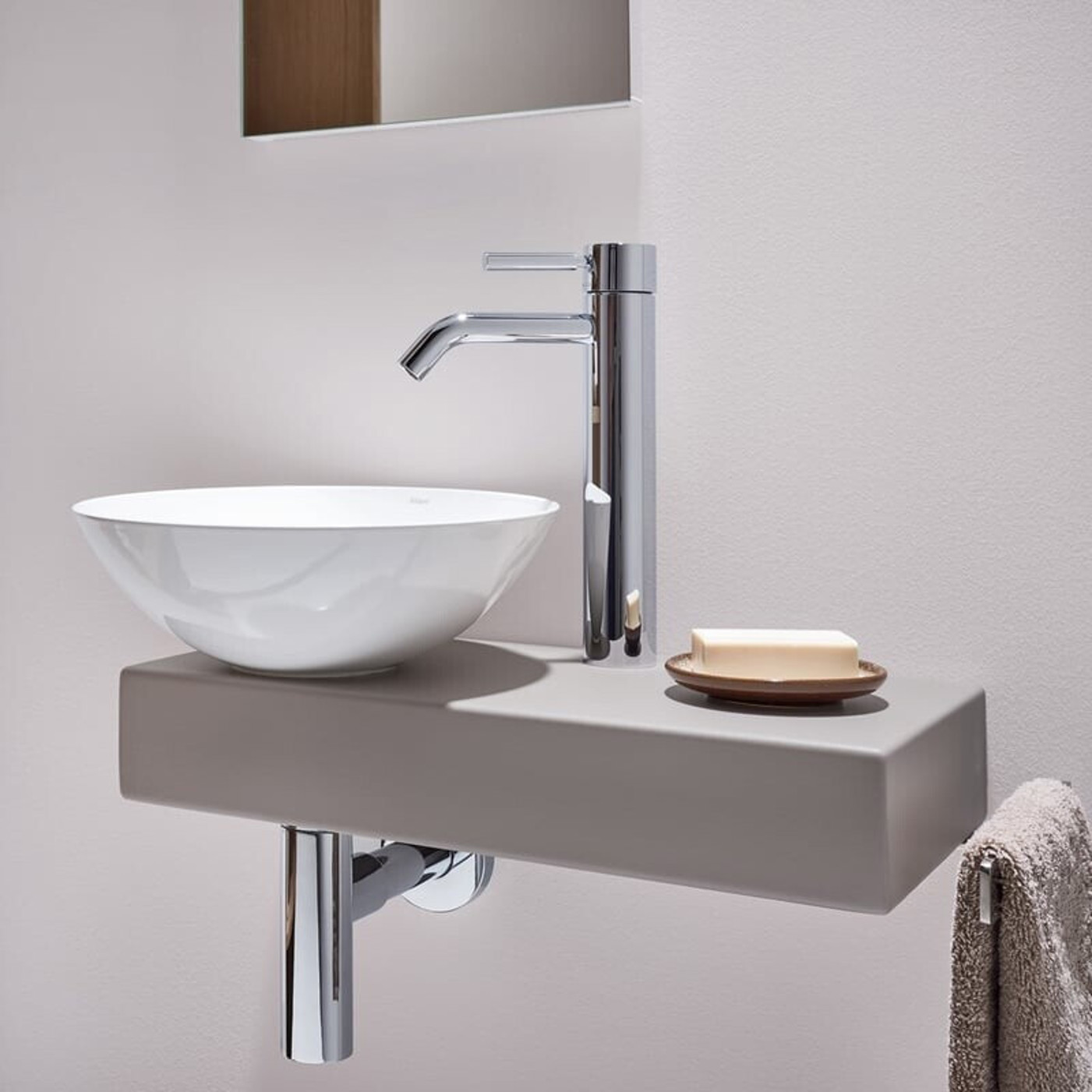 Alape Piccolo Novo Waschbecken Ø 30 cm Links, Kiesel Matt (5256000084)