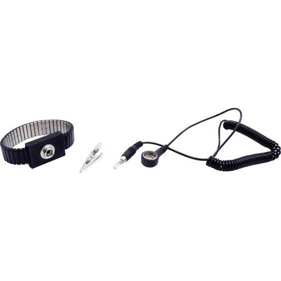 Quadrios ESD-Handgelenkband - Schwarz - Druckknopf - 10 mm - Erdungsarmband