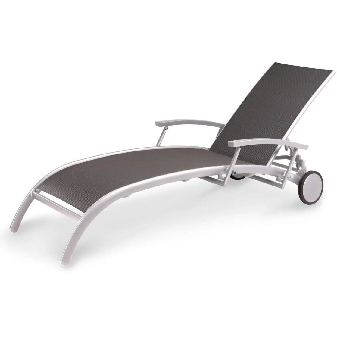Best Palermo Rollliege klappbar silber/anthrazit - UV-beständige Saunaliege mit Transportrollen