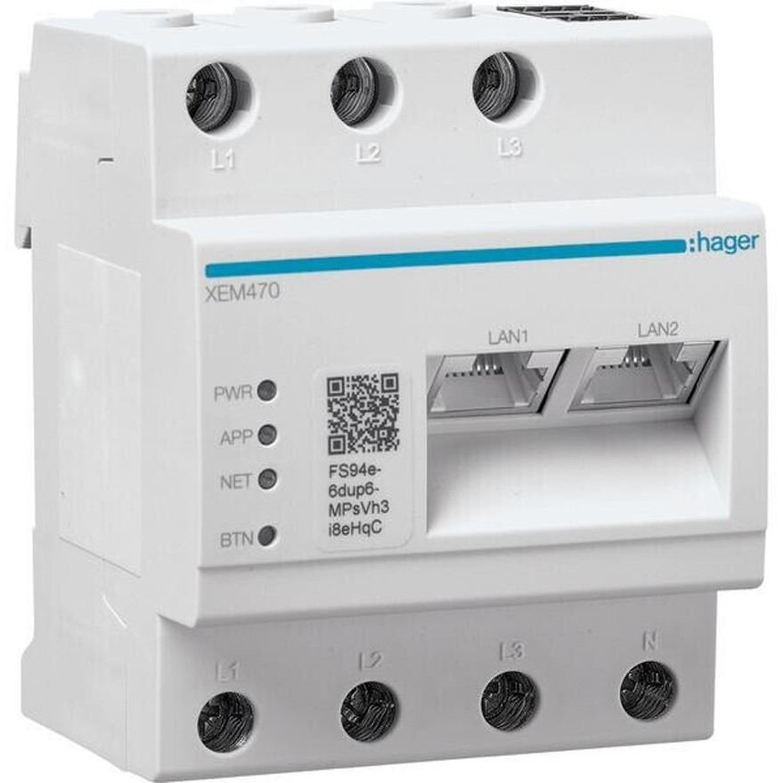 Hager Energiemanagement Controller flow R2 XEM470 - Intelligente Energiesteuerung für Hutschienenmontage