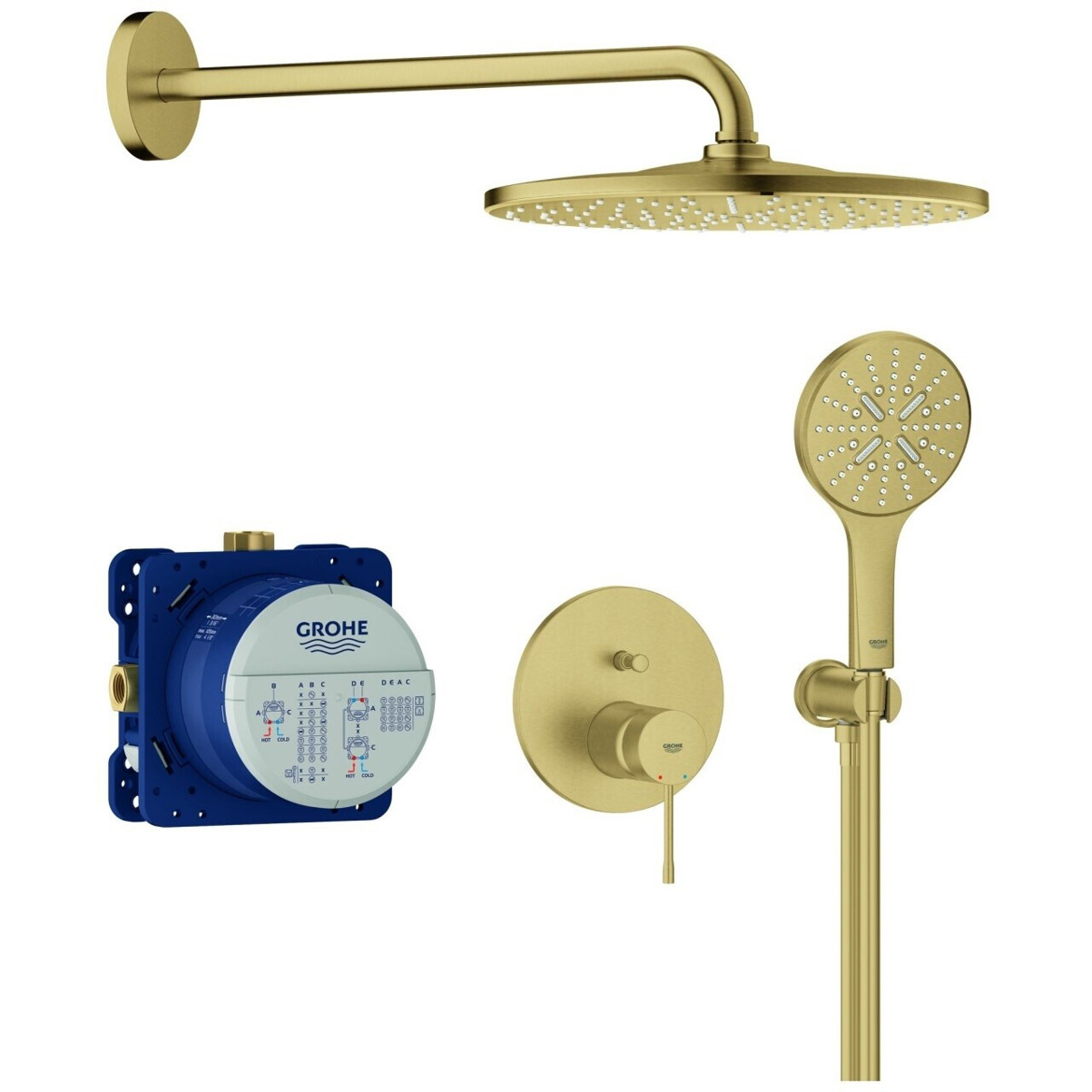 GROHE Essence Unterputz Duschsystem mit Rainshower Mono 310 - Cool Sunrise gebürstet (25287GN0)