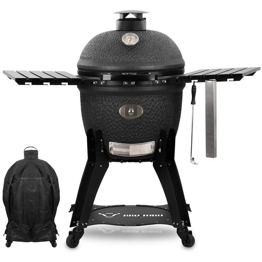 BBQ-Toro Kamado Holzkohlegrill Yoru Ø 56 cm mit Seitenablagen matt schwarz