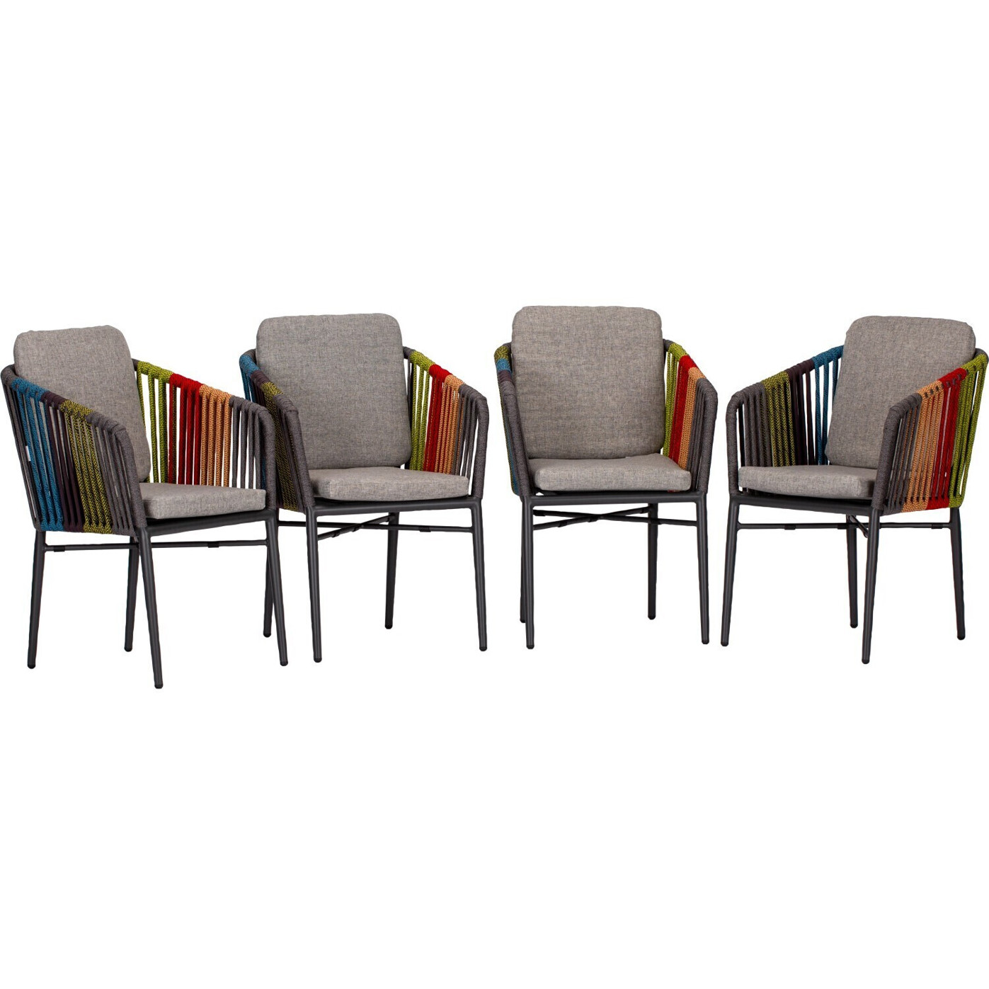 Acamp Set 4x Armsessel Manhattan anthrazit/bunt