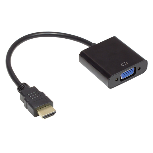 Good Connections® HDMI zu VGA Adapter – Stecker auf Buchse mit 3,5 mm Stereo & USB Micro B – Schwarz