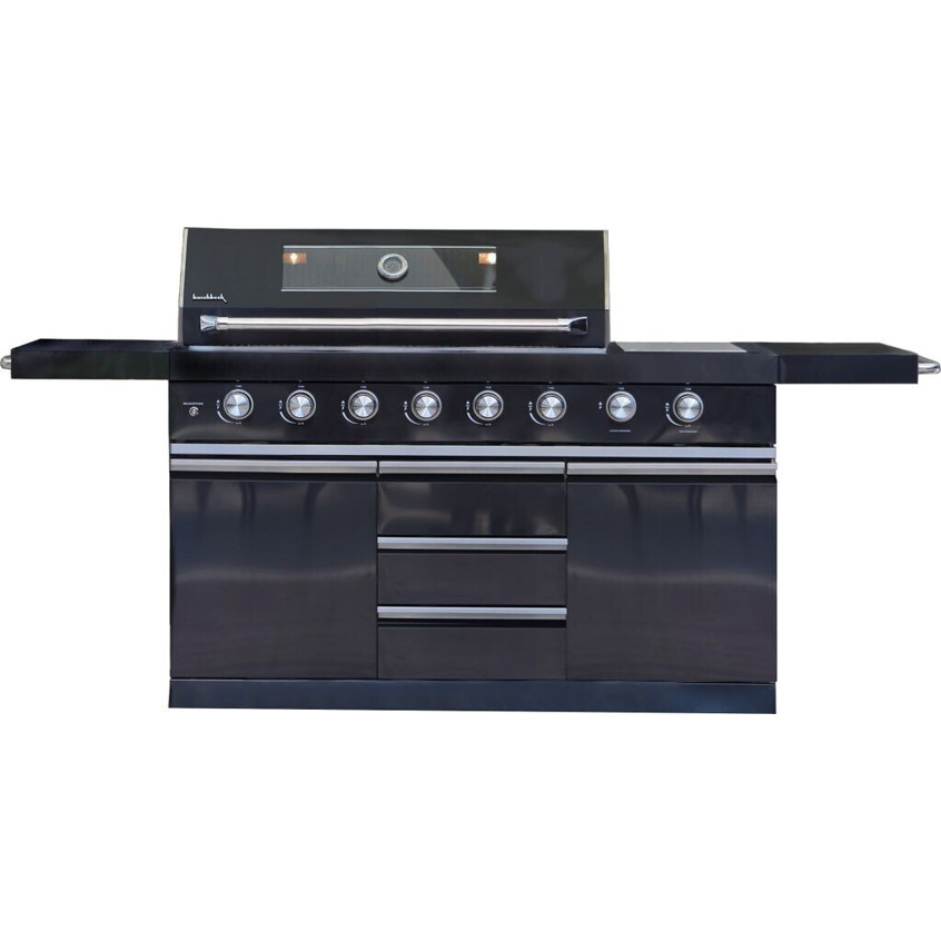 Buschbeck Outdoorküche Chester Edelstahl 214 x 60 x 119 cm schwarz lackiert