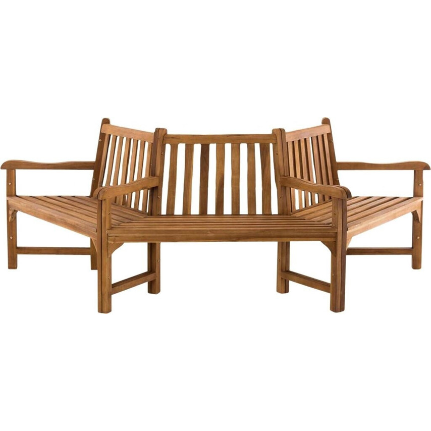 CLP Baumbank Kenna halbrund 250 cm - Teak Gartenbank mit Rückenlehne