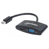 Manhattan 2-in-1 Mini DisplayPort Adapter 4K – HDMI/VGA – Passiv – Schwarz