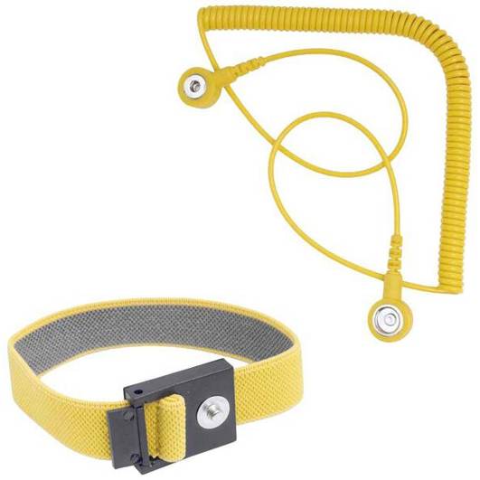 Handgelenkband ESD – Gelb, 2,4m mit männlichem Druckknopf 4mm