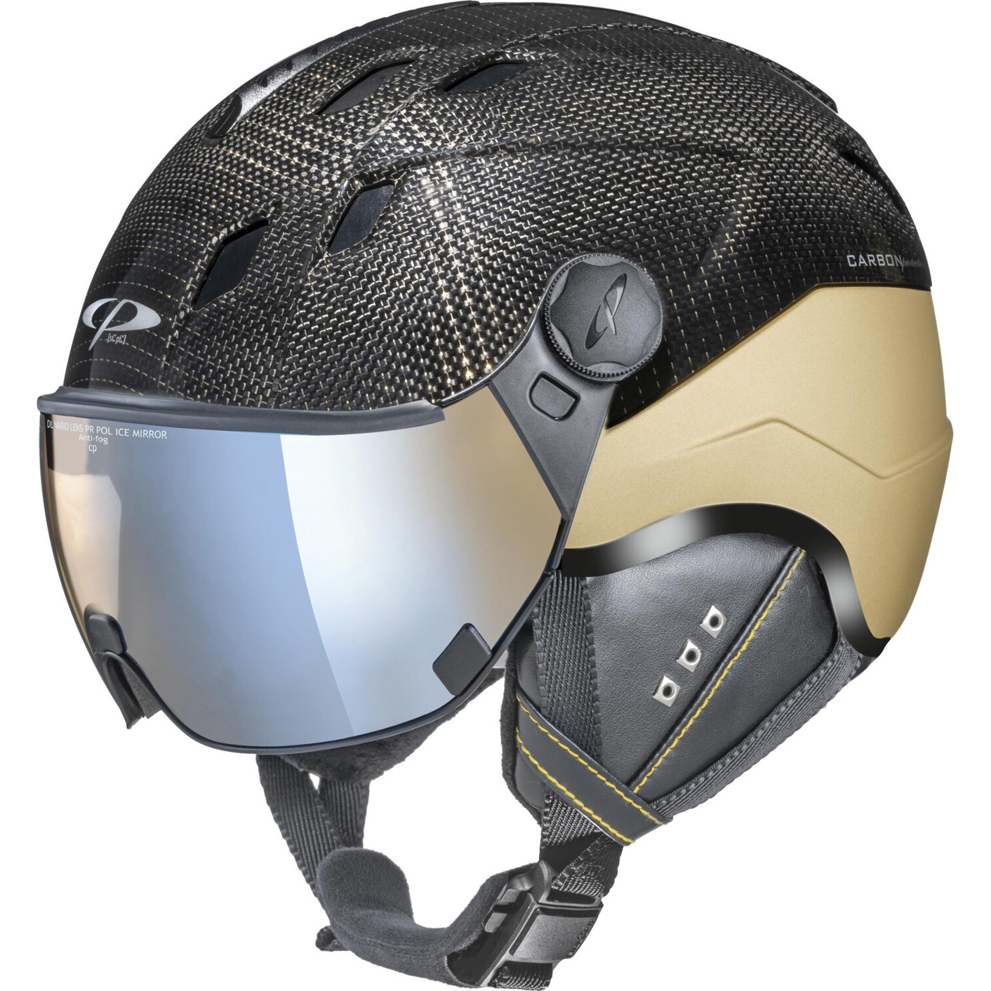 CP Helmets Corao+ Carbon Ski- und Snowboardhelm - Gold Carbon Shiny / Gold Soft Touch