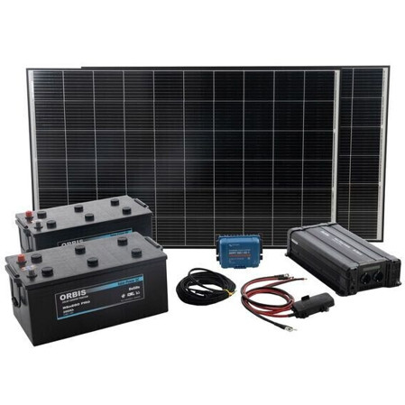 BaSBa Insel-Solaranlage Komplettset 24V/230V 2500W - 640Wp monokristallin mit Batteriespeicher