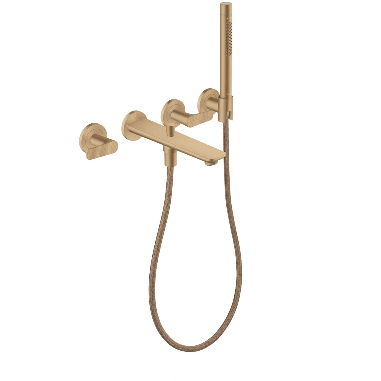 Axor Citterio C 3-Loch Wannenarmatur mit Handbrause - Cubic Cut, Messing gebürstet (49481140)