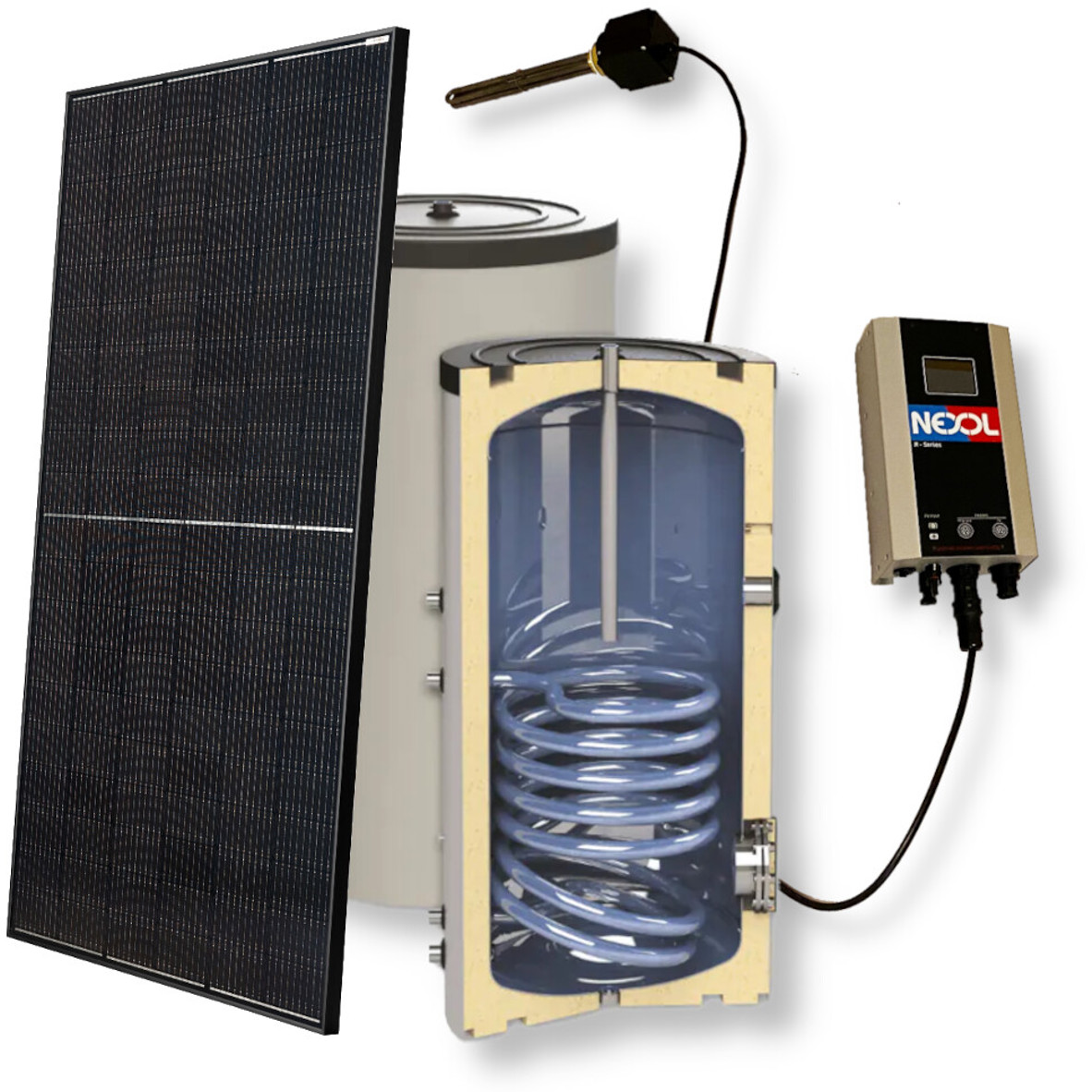 ThermoFLUX Solarthermie-Komplettset 200L Speicher mit 8 Premium Kollektoren und Ziegeldach-Montage