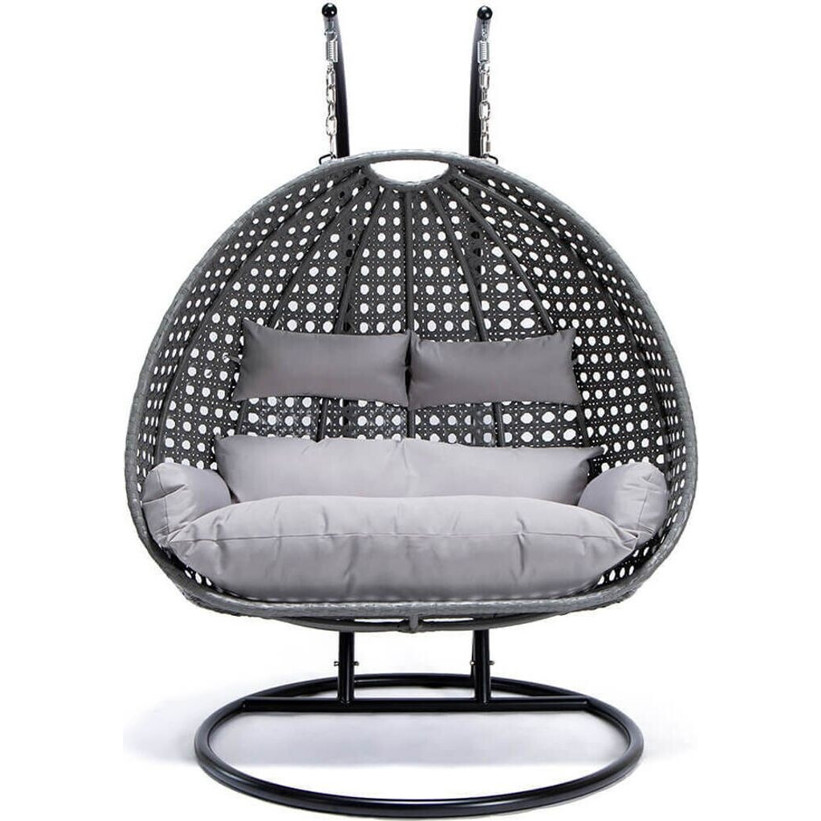 Home Deluxe Twin Polyrattan Hängesessel mit Gestell - 2 Personen - Grau