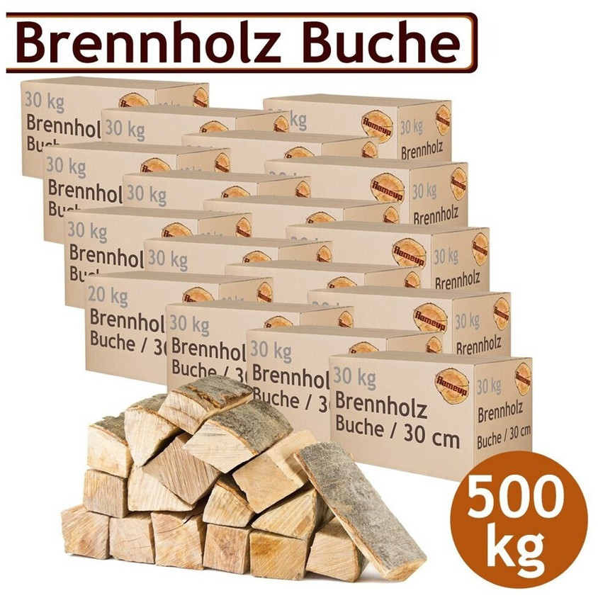 Flameup Kaminholz Buche - 500 kg Premium Brennstoffe