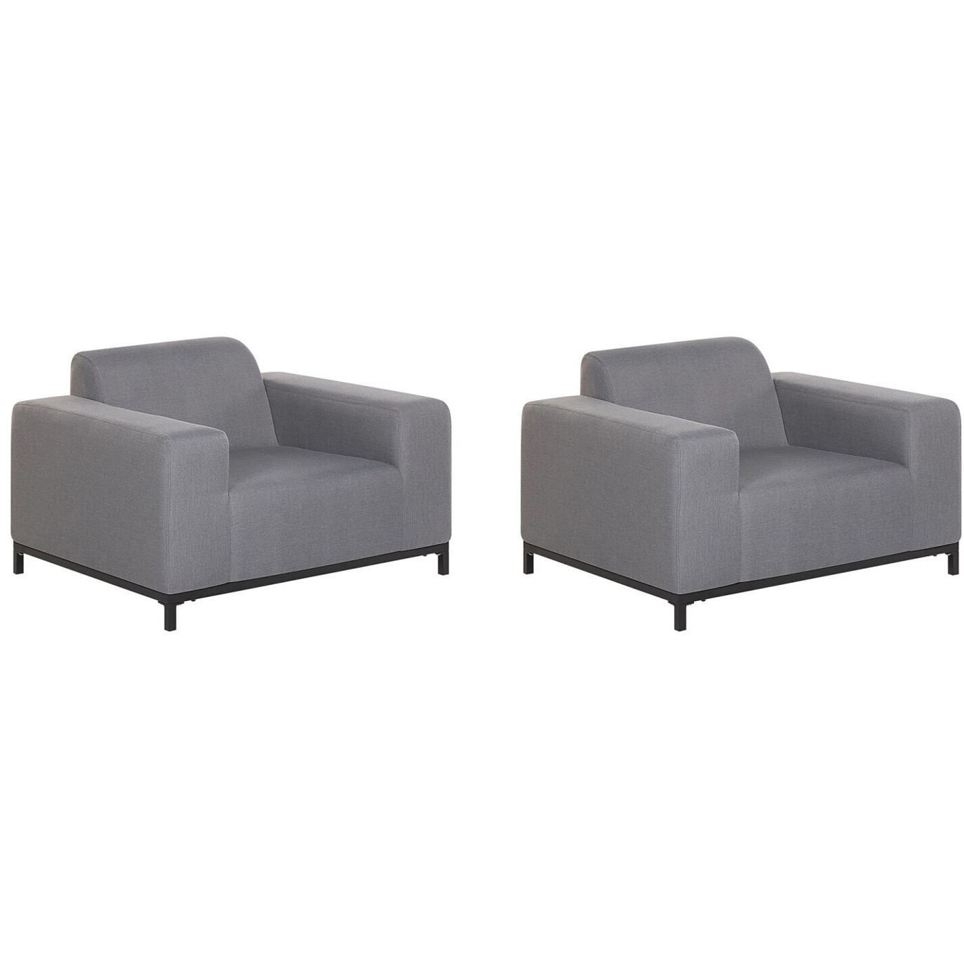 Beliani Gartensessel Grau-Schwarz - Moderner stapelbarer Outdoor-Sessel aus Aluminium mit Polsterung 84x105x68 cm