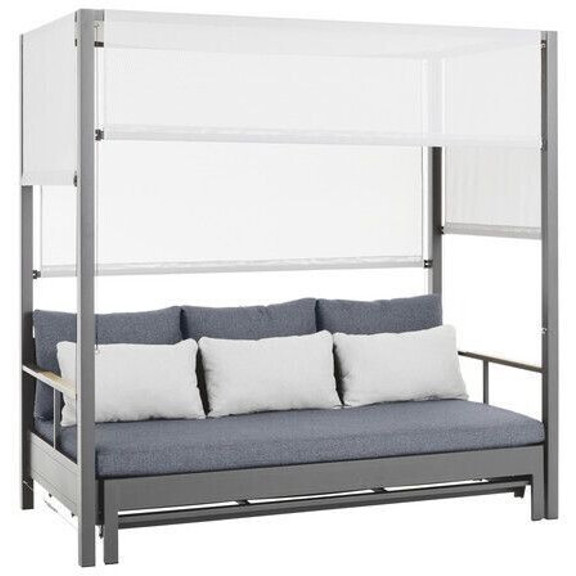 Dehner Hollywood Daybed 195x195x183 cm - Luxuriöses Gartenbett in Schwarz/Grau