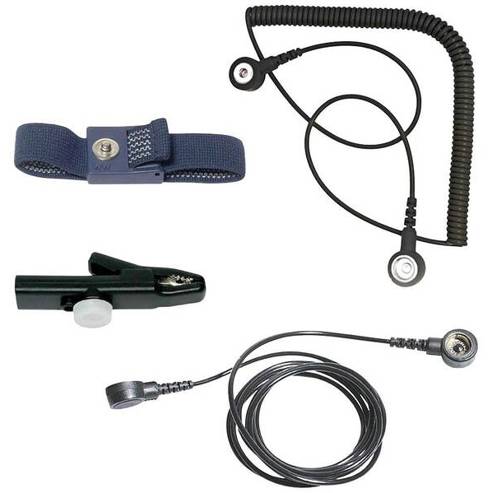 ESD-Handgelenkband Blau - 2,4m mit 4mm männlichem Druckknopf