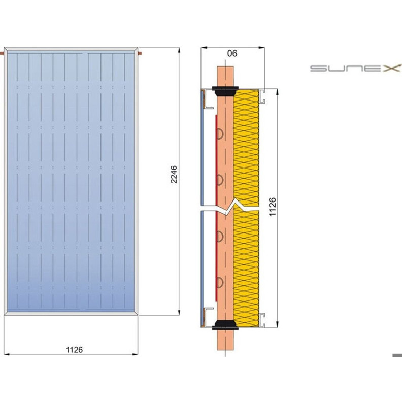 Sunex Flachkollektor ohne Montage - Solarthermie Kollektor für effiziente Warmwasserbereitung